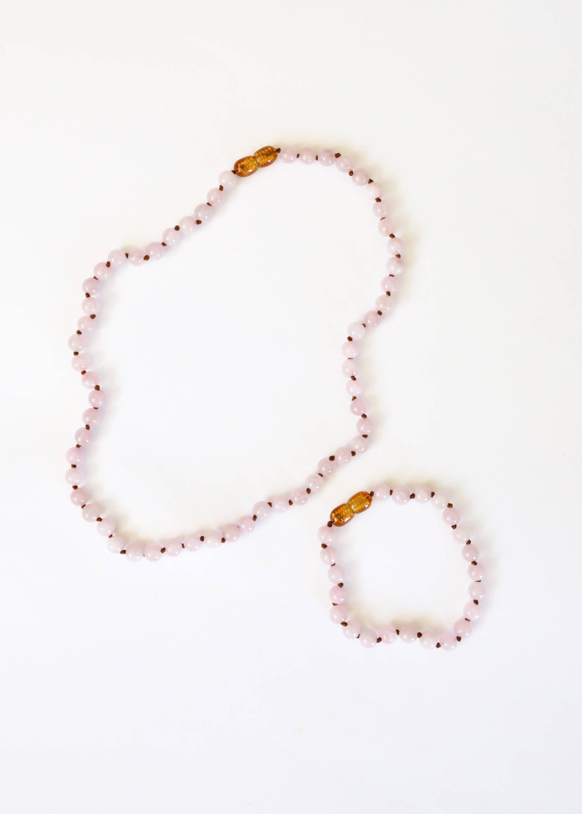 hand made rose quartz child bracelet.