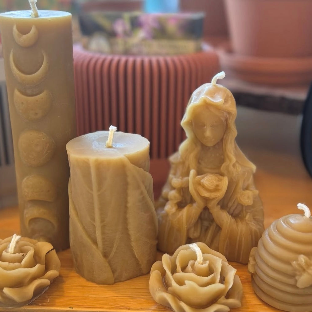 Beeswax goddess candle.