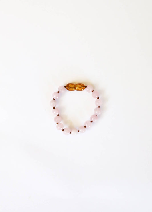 Child's gemstone rose quartz bracelet.