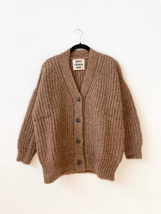 Undyed alpaca and pima Organic cotton caramel cardigan.