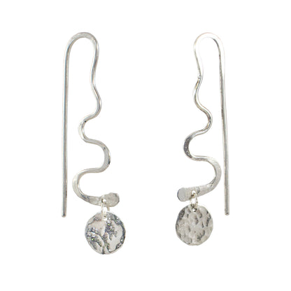 Recycled silver earrings with hanging loops.