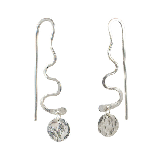 Recycled silver earrings with hanging loops.