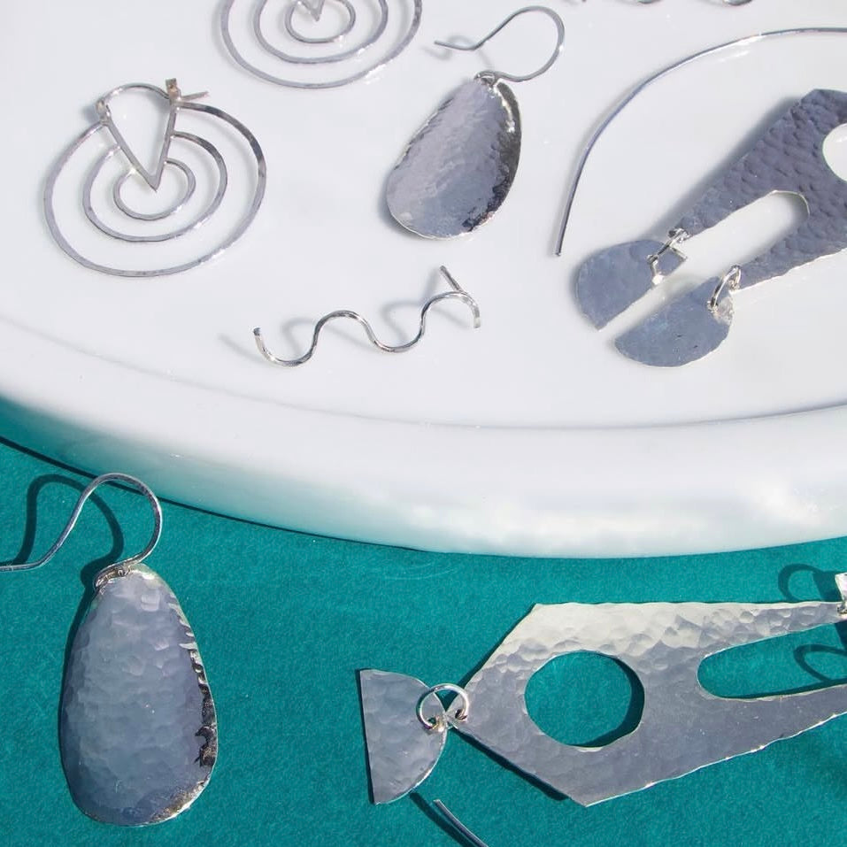 Lightweight sterling silver drop dangling earrings.