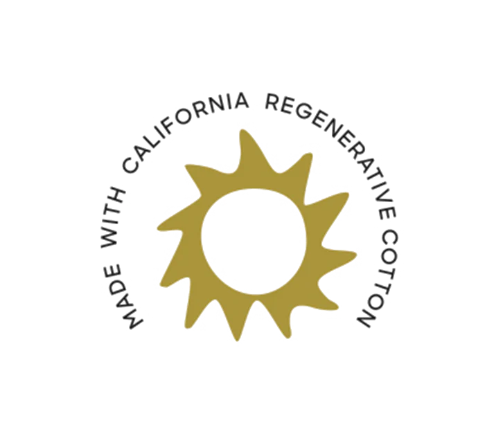 Logo for made with California regenerative cotton.