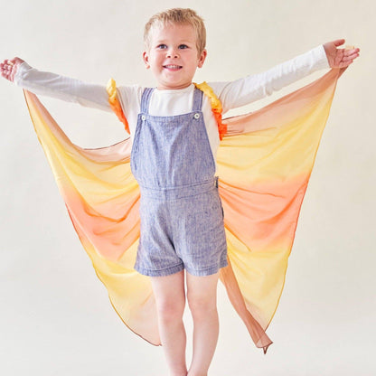 All-natural desert color play silk wings.