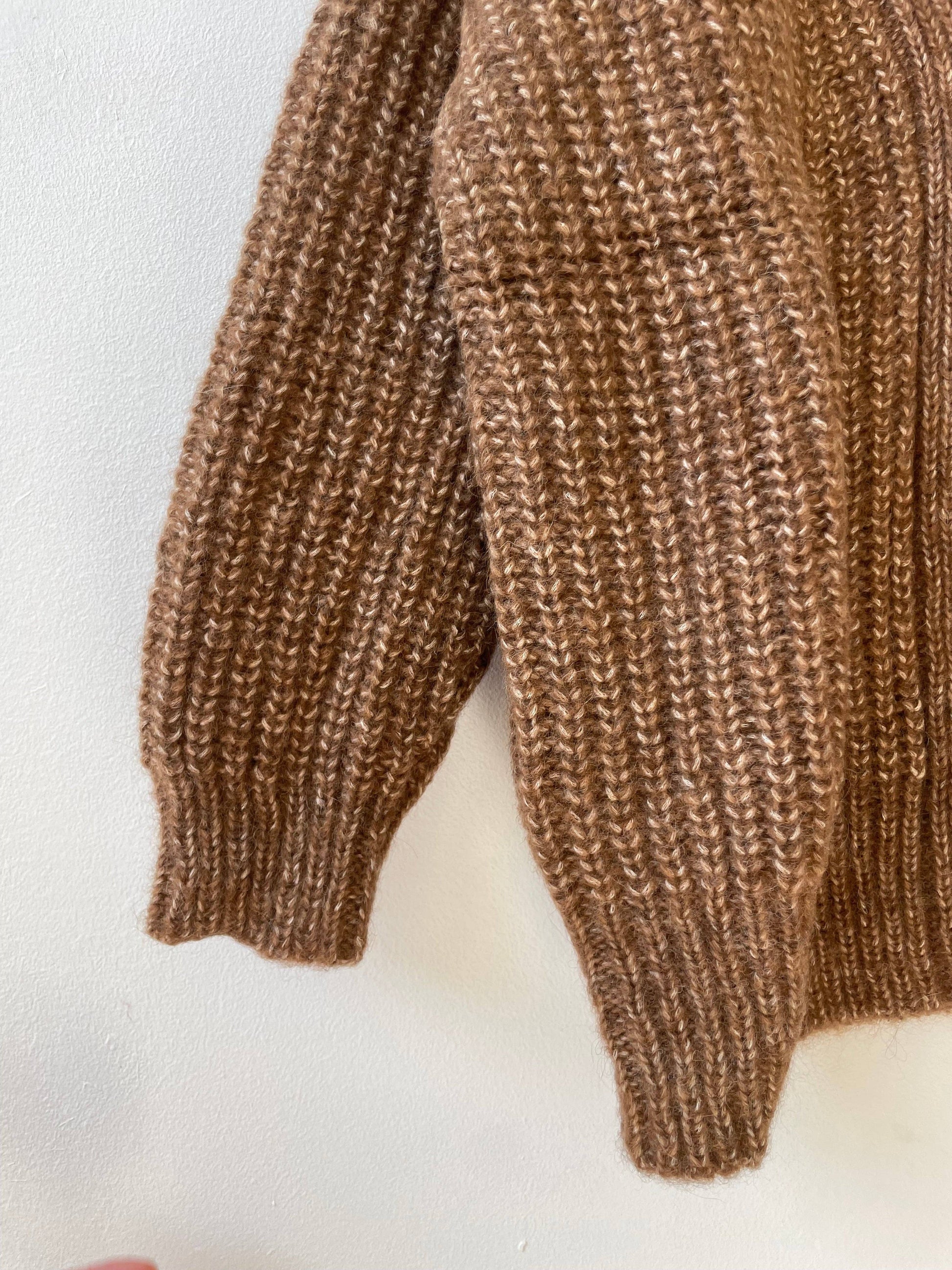 Brown wool cardigan.