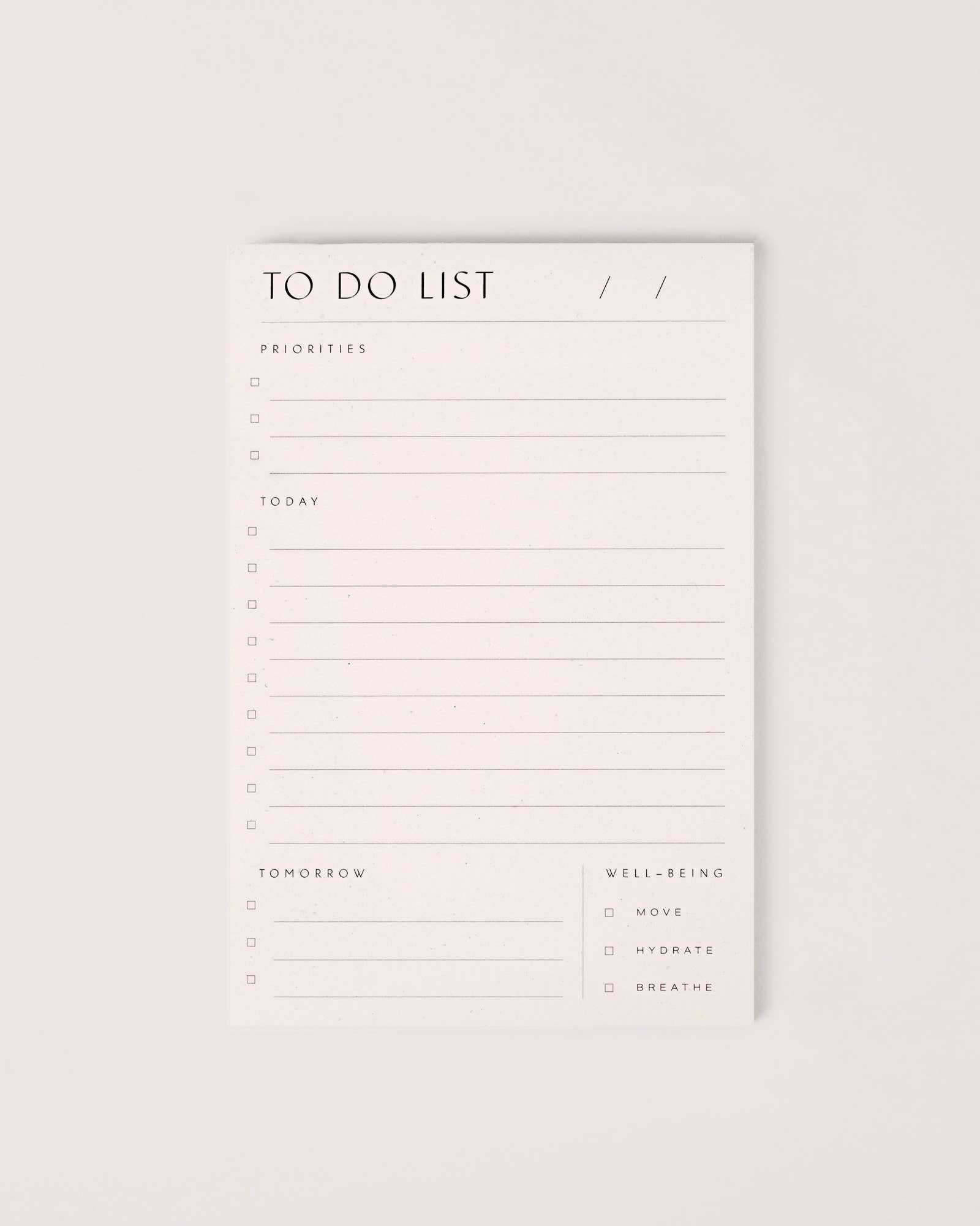 Minimalist to-do list.