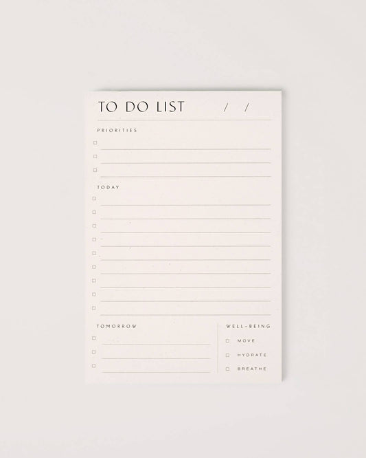 Minimalist to-do list on a light gray background
