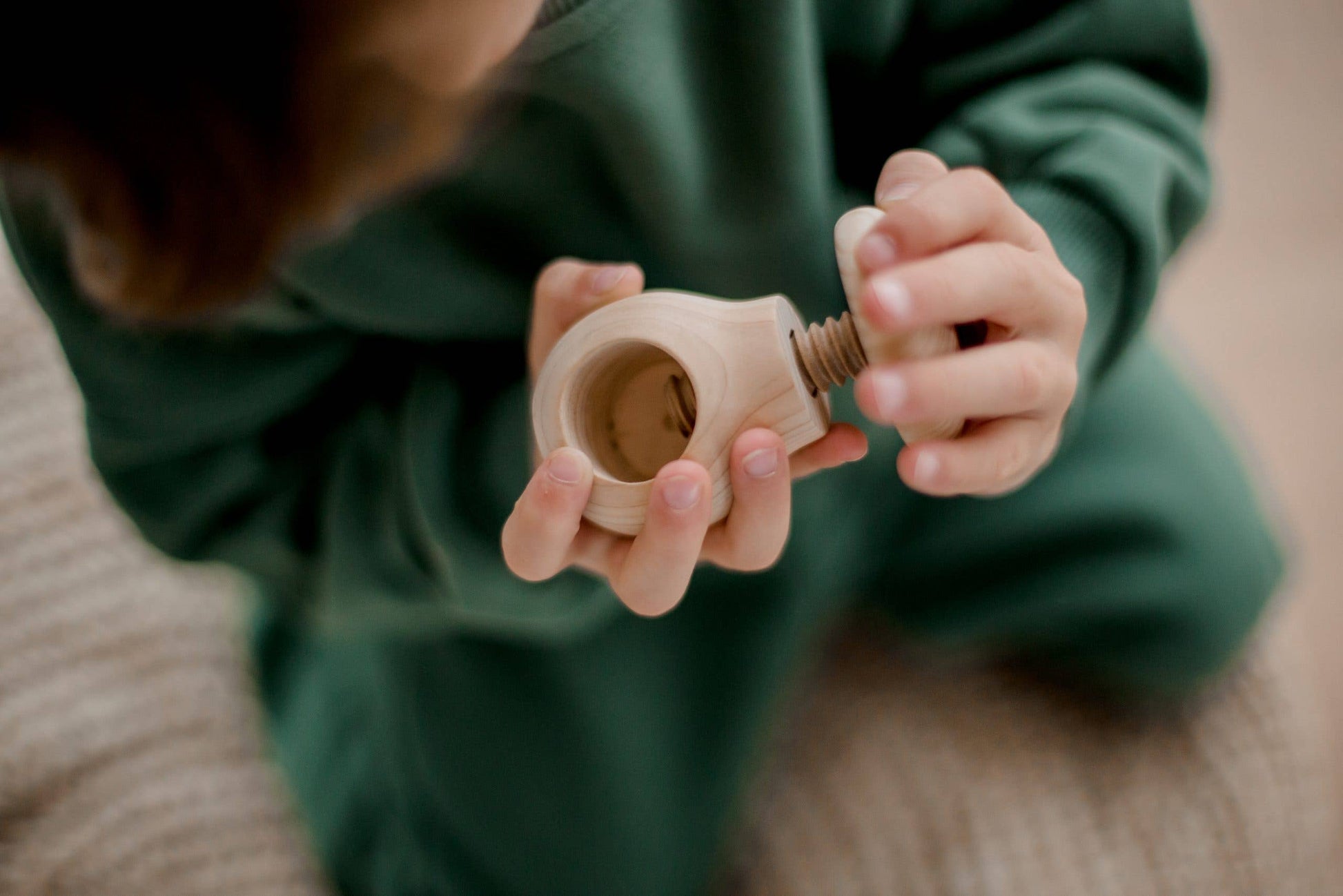  a wooden mushroom toy.